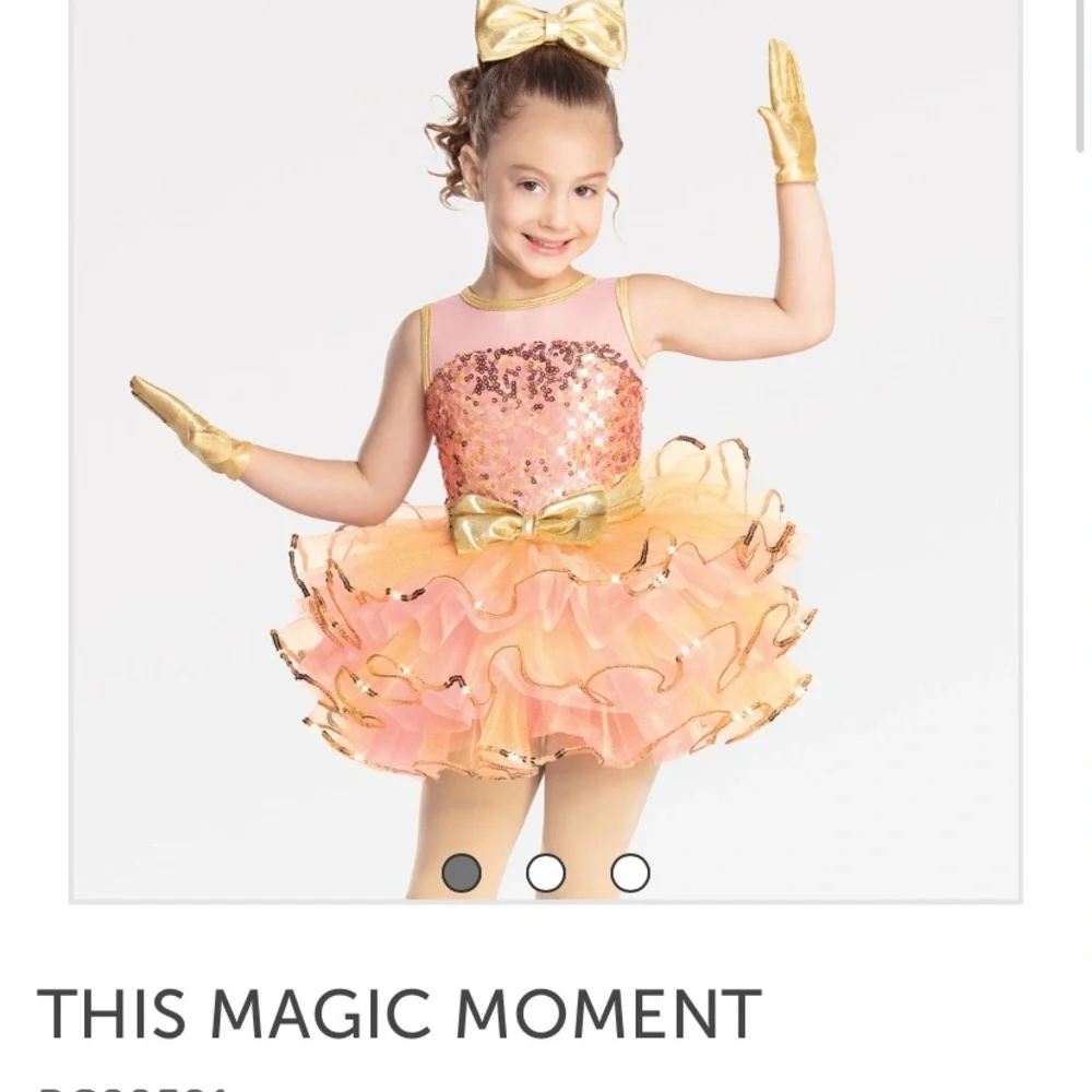 Revolution This Magic Moment Sequin Tulle Coral Gold Dance Costume Size SC